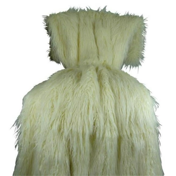 102 x 116 in. Mongolian Fur Handmade Throw Blanket - Ivory