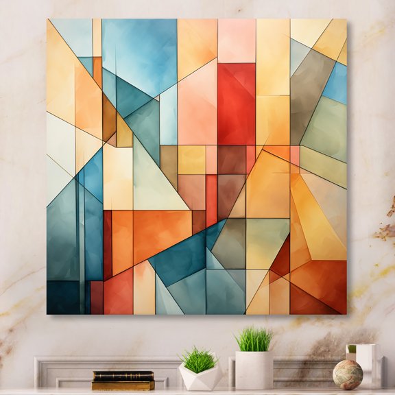 Designart "Minimalist Experiment in Cubism I" Landscapes Wall Art Living Room