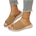 thumbnail image 4 of Xucatan Women's Knit Slide Sandals, Fish Mouth Open Toe Slippers with Thick EVA Sole, Stretchy Elastic Strap Casual Summer Shoes, Versatile Solid Color Design for Beach Outdoor Gift, 4 of 9