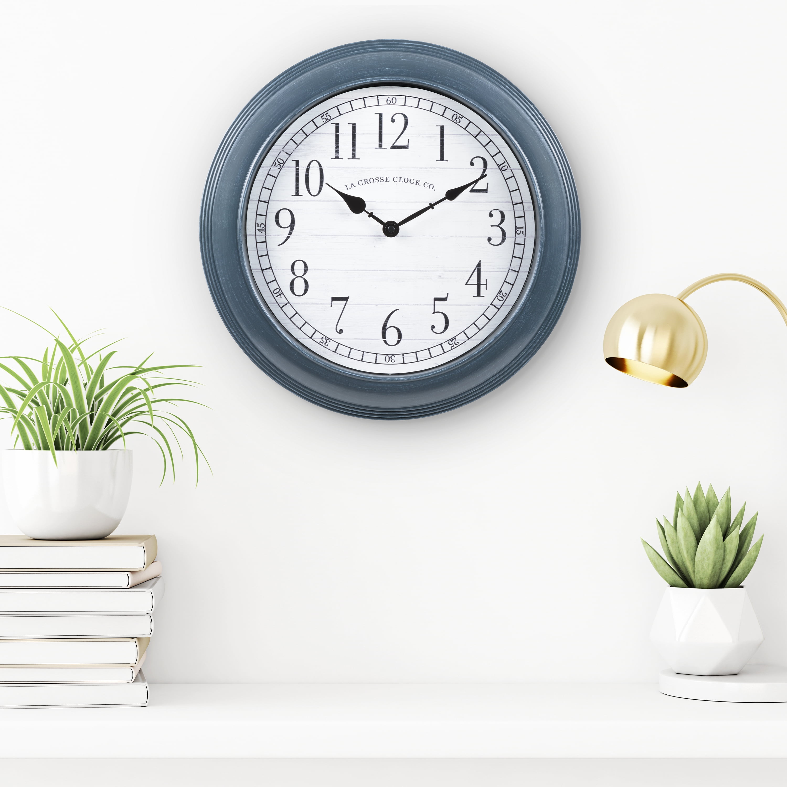 La Crosse Clock 16" Everly Gray Quartz Analog Wall Clock, 404-3841B