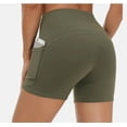 thumbnail image 4 of THE GYM PEOPLE Women's High Waist Workout Shorts--Olive Green XL, 4 of 5