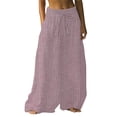 thumbnail image 2 of Women's Casual Pants Holiday Style Retro Linen Floral Ethnic Print Casual Pants For Women – Comfortable Relaxed Fit Perfect For Summer Beach And Vacation Wear,Pink Women's Casual Pants S, 2 of 4