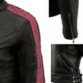 thumbnail image 6 of Milwaukee Leather MLL2571 Womens Black and Pink 'Crinkled Arm' Lightweight Racer Jacket X-Large, 6 of 9