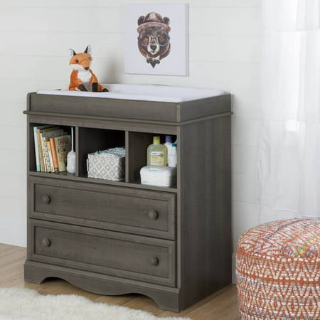 South Shore Savannah Changing Table With Drawers Gray Maple