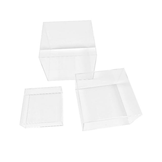 QualitChoice 3Pcs Buffet Risers Food Riser for Buffet Table for Figures Cosmetics Cupcake black transparent