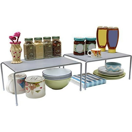 Decobros Expandable Stackable Kitchen Cabinet And Counter Shelf Decobros Expandable Stackable Kitchen Cabinet And Counter Shelf Organizer Silver