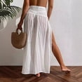 thumbnail image 4 of Uscallm Women's High Low Maxi Skirt Flowy Bohemian Casual Long Beach Skirt with Elastic Waist Summer Vacation Outfits, White 2XL, 4 of 6
