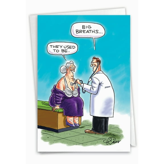 NobleWorks Hilarious Birthday Greeting Card with 5 x 7 Inch Envelope (1 Card) Big Breaths Collins Birthday Cartoon 4813