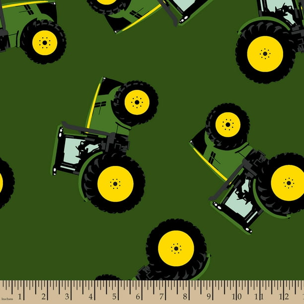 John Deere Farm Toss Flannel Fabric By The Yard