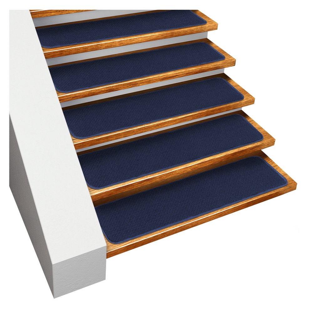 Set of 12 SkidResistant Carpet Stair Treads Navy Blue 8 Inches X
