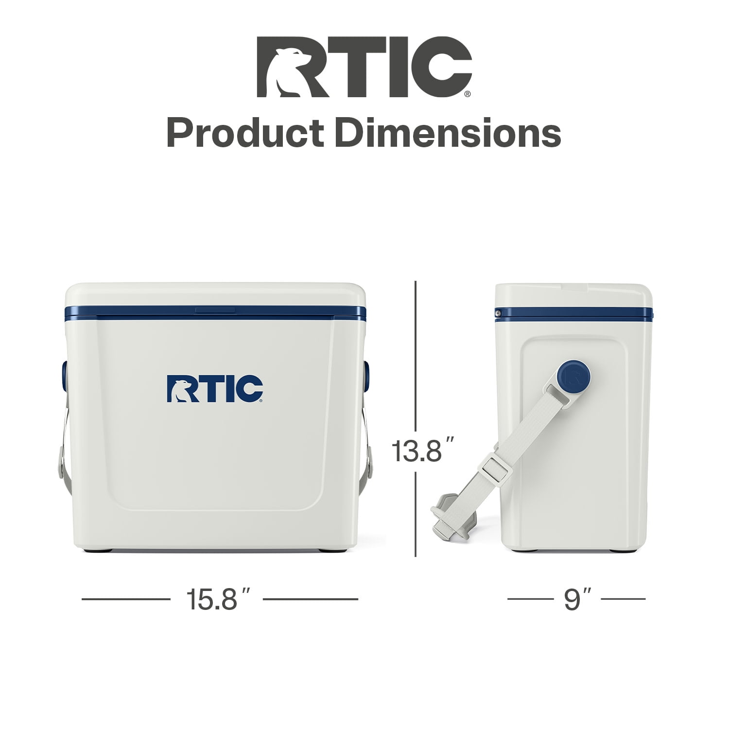 RTIC 16 QT Hard-Sided Ice Chest Cooler, Fits 20 Cans, Road Trip, Cool Grey & Navy