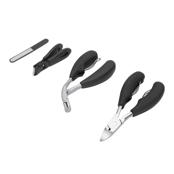 Kit de coupe-ongles, 4 pcs de poignée longue poignée d'ongles Clippers à large mâchoire avec fichier à domicile