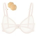 thumbnail image 5 of Wingslove Women's Sexy Sheer Bra Unlined Underwire Support See Through Everyday Bra with Silicone Nipple, Pink 34C, 5 of 5