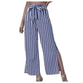 thumbnail image 2 of Summer Saving Wycnly Womens Palazzo Pants Palazzo Pants Women Vintage Slit High Waist Loose Wide Leg Long Pants with Belt Fashion Striped Print Lightweight Dress Pants Trousers Fall, 2 of 6