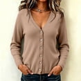 thumbnail image 3 of Dwellite Cardigan Sweaters for Women with Button V Neck Long Sleeve Tops Open Front for Fall Clothes Light Brown -AZ26 S, 3 of 6