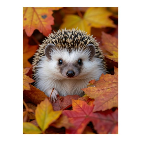 Diamond Art Kit for Adults, Hedgehog Autumn Leaves Portrait Diamond Painting for Adults Beginners, 5D DIY Diamond Art Painting Kits, Colorful Diamond Painting Craft for Home Decor 12x16