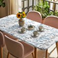 thumbnail image 3 of Light Blue Grey Botanical Table Cloths for 4 Foot Rectangle Tables, Spring Floral Summer Farmhouse Patio Waterproof Elastic Fitted Tablecloths, Washable Rectangular Table Cover for Camping, 3 of 8