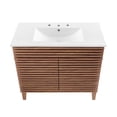 thumbnail image 6 of Modway Render 36" Modern Wood and Ceramic Bathroom Vanity in Walnut/White, 6 of 8