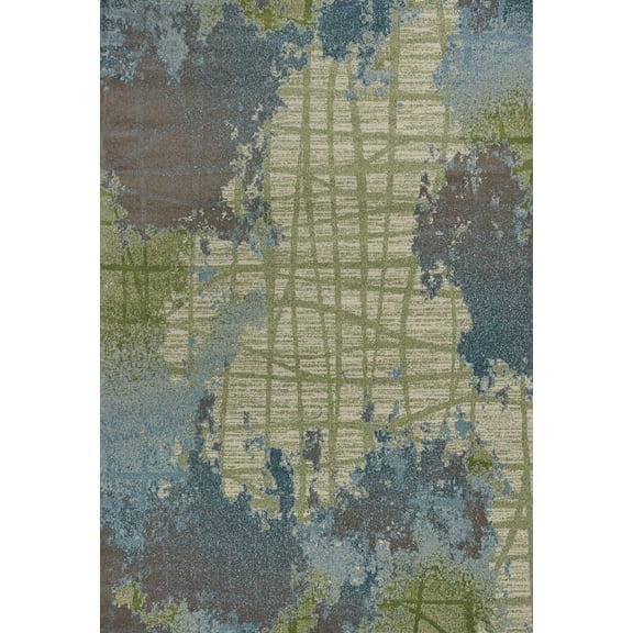 8'x11' Green Blue Machine Woven Abstract Indoor Area Rug