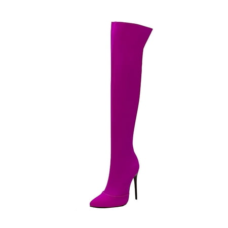 

Juebong Boots on Clearance 2023 Women s Thigh High Boot Over The Knee Heels Long Sexy Pointed Toe Boots Stiletto High Heels Fall Leather Zipper Booties Dress Shoes