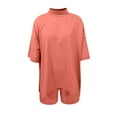 thumbnail image 4 of Women Shorts Sets Outfits Short Sleeve Solid Crew Neck Side Slit Loose T Shirt Shorts Matching Set Womens Summer Outfits RD1 L, 4 of 4