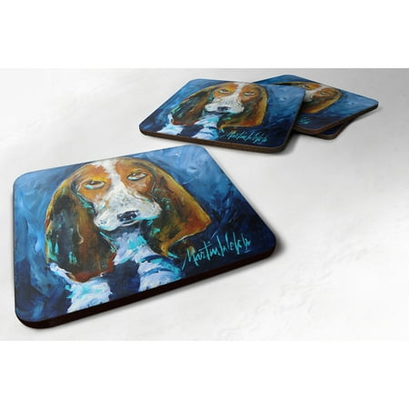 

Carolines Treasures MW1082FC Dog - Basset Hound You talkin bout me Foam Coaster Set of 4 3 1/2 x 3 1/2 multicolor