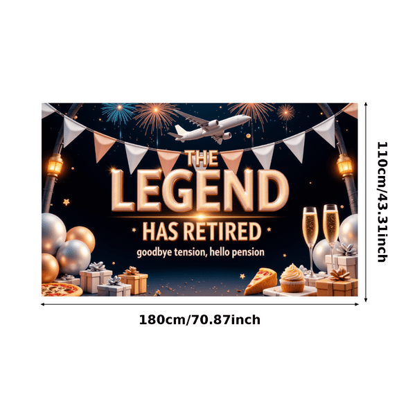 Decorative Design The Legend Has Retired Aviation Banner Polyester Material Celebration Banner for Retirement Party Indoor Decoration Holiday Celebration