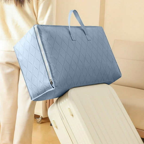 Bolsa de Almacenamiento Resistente 80x30x60cm Azul, Asas Reforzadas, Cremallera Doble, Organizador de Tela de Gran Tamaño para Mudanzas, Embalaje, Ropa, Edredones y Viajes