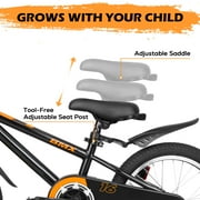 Hykolity Kids Bikes, 16 Inch BMX Style Boys Bicycle Ages 4-6 Years Old, Kids Bicycle for Boys Girls with Training Wheels, Adjustable Seat, Front and Rear Fender, Black