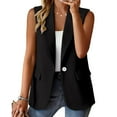 thumbnail image 2 of Charmgo Vest Tops for Women, Women's Sleeveless Coat Solid Color Cardigan Suit Casual Lapel Cardigan Jacket with Pockets Dress Vest Women, Black Vests Women XXL, 2 of 9
