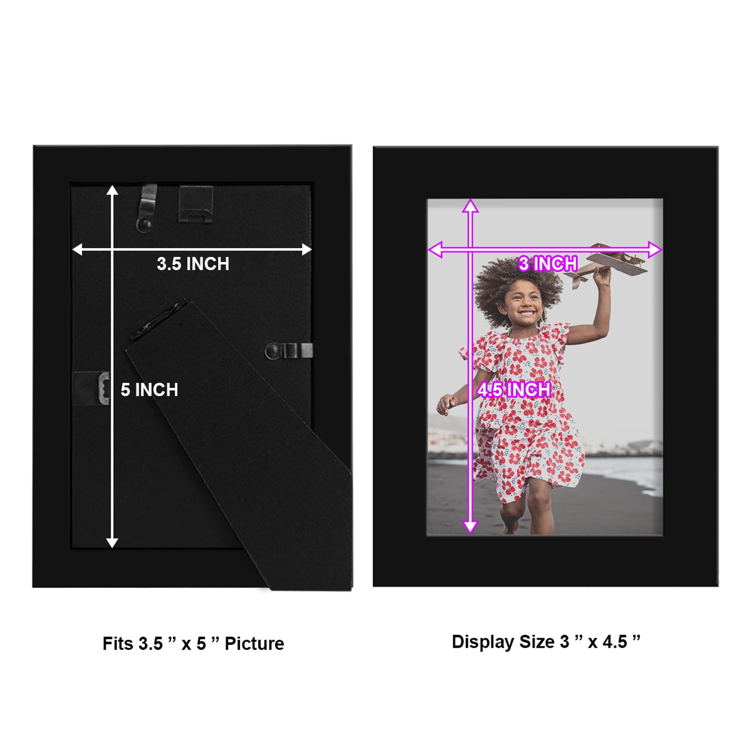 Modern 3.5 in. x 5 in. Black Picture Frame (Set of 2)
