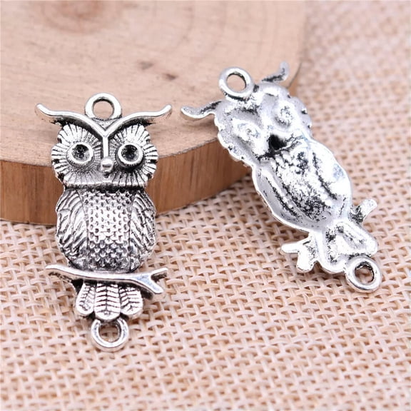 HOOUN 60 Pcs Tibetan Silver Owl Connectors 34X15MM Diy Making B16059