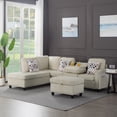 thumbnail image 4 of BSHTI 94.49" L-Shaped Modular Sectional Sofa with Storage Ottoman & Cup Holders – Corduroy Upholstery, Tufted Seat, Nail-Head Trim, Solid Wood & Iron Frame, 5 Colors, 4 of 12