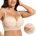 thumbnail image 3 of YANDW Push Up Longline Bra Plus Size Underwire Padded Lace Bras for Women, Beige 36DDD, 3 of 9