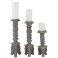 thumbnail image 3 of Northlight Set of 3 Brushed Gray Tripod Wooden Pillar Candle Holders 18", 3 of 5