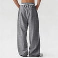 thumbnail image 6 of Wide Leg Sweatpants Men Elastic Waist Straight Leg Loose Fit Casual Sweat Pants Trousers with Pockets, 6 of 6