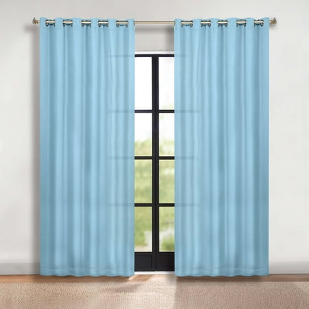 Superior Solid Blackout Curtains, Set of 2, 70" X 96", Light Blue