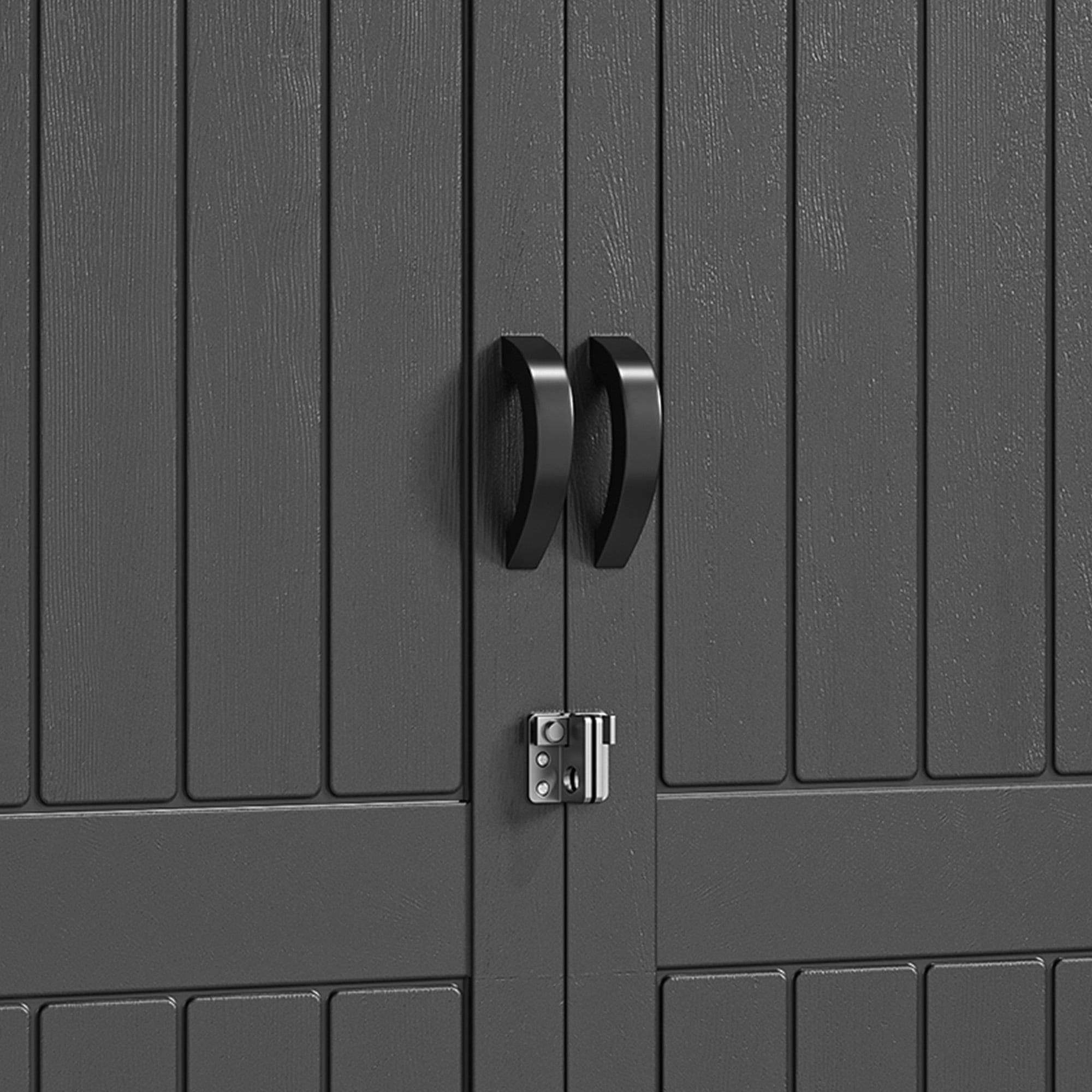 Uforic Outdoor Storage Shed, 59 Cu Ft Tool Shed Ideal for Garden, Garage & Patio, Lockable Door, Dark Gray