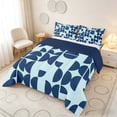 thumbnail image 3 of Manfei Mid-Century Geometric Full Size Comforter Sets, Navy Semicircle Bedding Comforter Set, Navy Light Blue, Navy Reversible 3pcs, 1 Comforter and 2 Pillowcases, 3 of 6