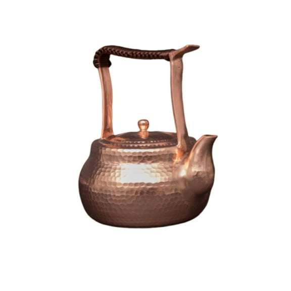 Copper Tea Kettle Chinese Copper Kettle Tea Ceremony Maker for Home Handmade with Non-Slip Handle Vintage Hammered Pot for Stove and Hob