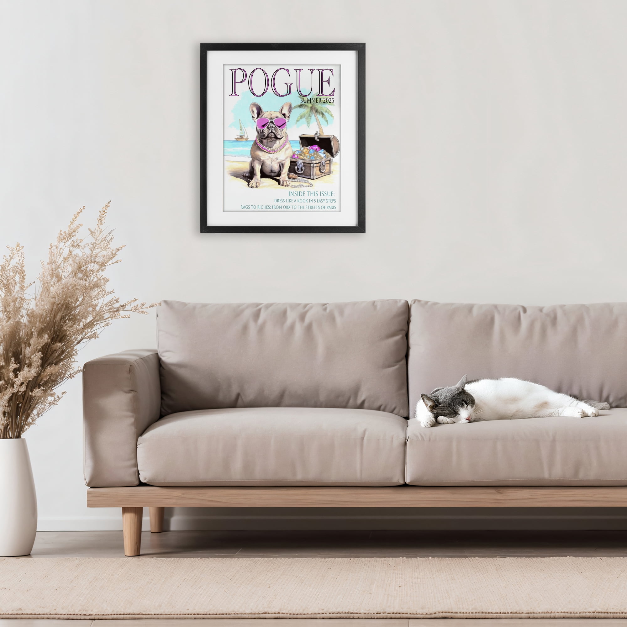 Stupell Industries Pogue Summer Dog Fashion Black Framed Print Under Glass, design by Grotto Studios