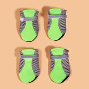 Dog Shoes with Reflective Strips & Non-Slip Sole, Dog Boots & Paw Protectors Breathable Summer Dog Boots for Small Medium Size Dogs 4PCS (Green Sneakers, 4)