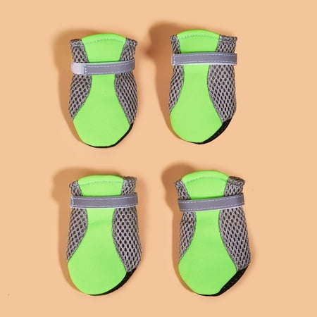 Dog Shoes with Reflective Strips and Non-Slip Sole  Dog Boots & Paw Protectors Winter Warm Dog Snow Boots for Small Medium Size Dogs 4PCS (Green Sneakers  5)