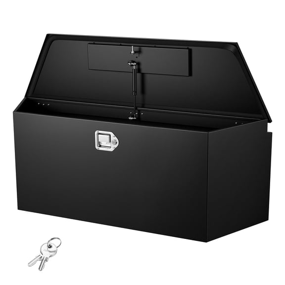 VEVOR Trailer Tongue Box, 49" x 13.9" x 18.5" Steel Trailer Tongue Tool Box, Heavy Duty Storage Organizer with Lock and Keys, Utility Tool Chest for Pickup Truck Bed, RV, SUV, Off-Road Vehicle, Black