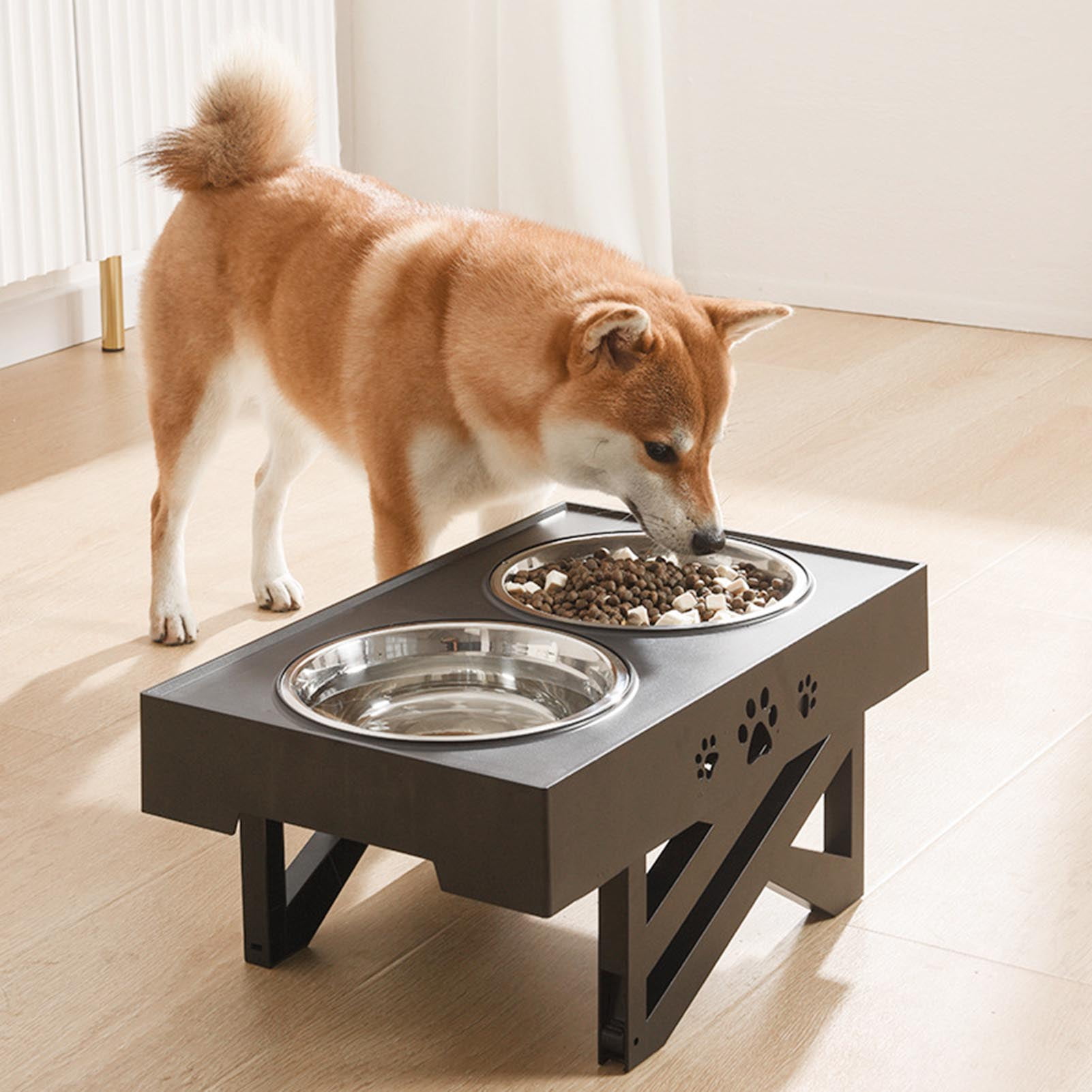 Elevated Dog Bowls Stand with 2 Thick 42oz Stainless Steel Dog Food Bowls, For Small Medium and Large Dogs, Cats