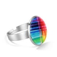 thumbnail image 2 of PhooArto Rainbow Color Pattern Stainless Steel Rings for Women, Open Adjustable Ring Promise Ring Jewelry Gifts, 2 of 5