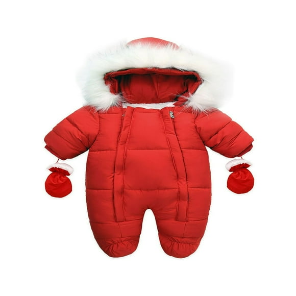 Baby Boys Girls Winter Snowsuit Infant Winter Suit Outwear Hooded Snow Outfit Footie Snow Suit for 6-24M