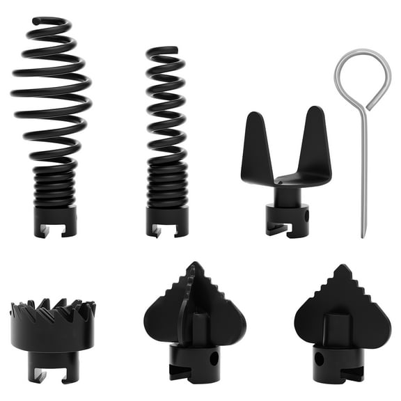 7/14 Pcs 65 Manganese Steel Drain Cleaner Combination Cutter Head Set Rustproof Combination Tool Head Kit for Drain Cleaner Black