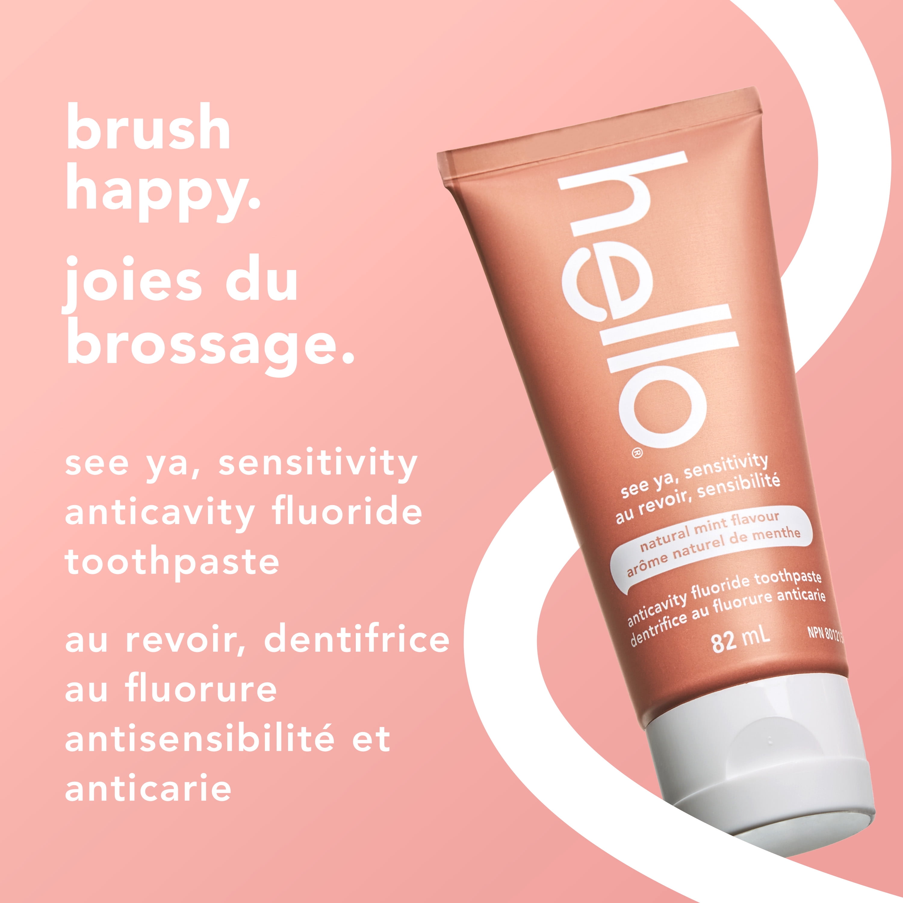 Dentifrice hello Adieu la sensibilité, Menthe naturelle, tube de 82 ml
