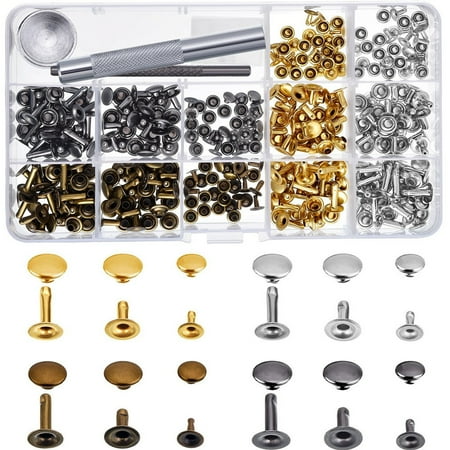 

180 Set Leather Rivets Cap Metal Studs With Fixing Tool